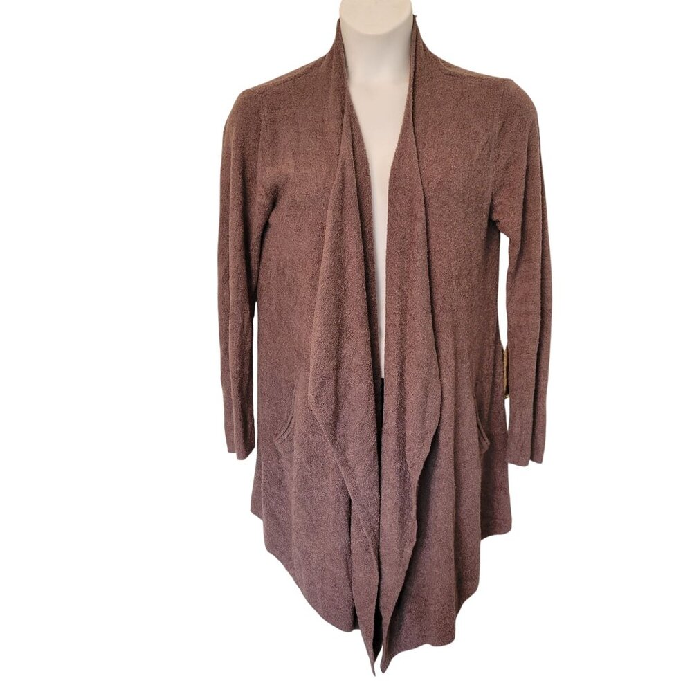 Barefoot Dreams CozyChic Lite Cardigan‎ L/XL Brown Knit Sweater 903 ISLAND Wrap